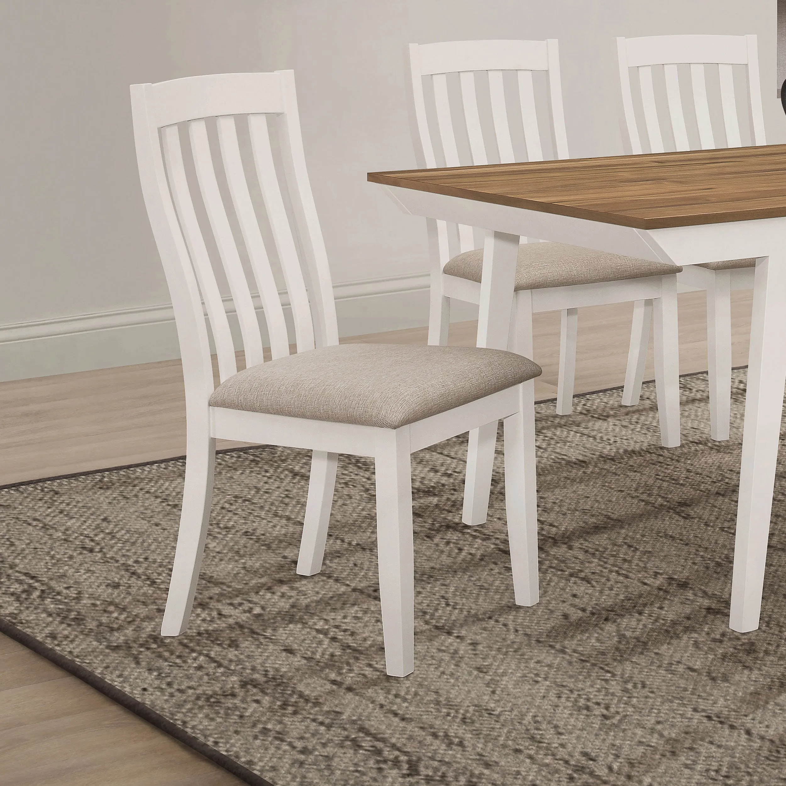 Anwar Vertical Slat Back Dining Side Chair Off White