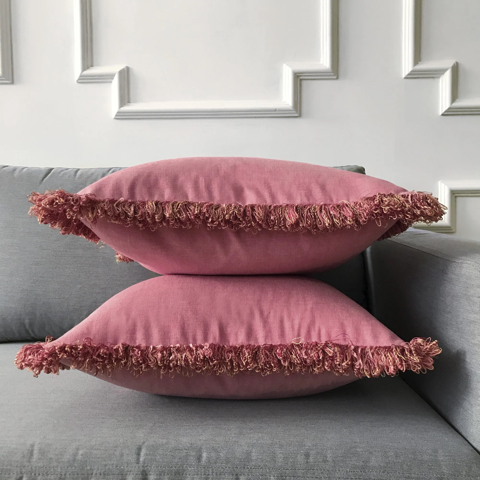 Boho Rose Pink Throw Pillow Cover 18x18