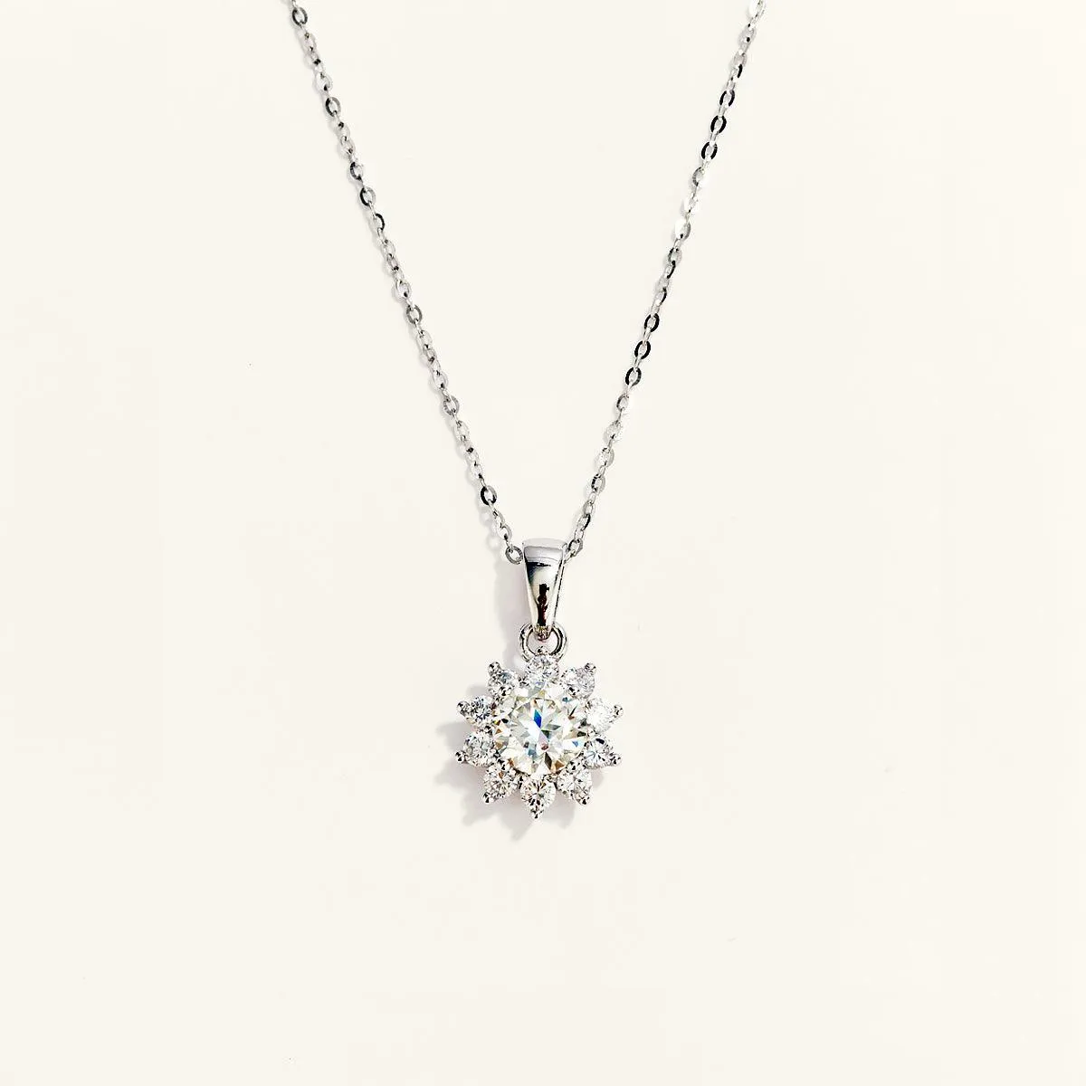 Brilliant Sunflower Moissanite Pendant Necklace