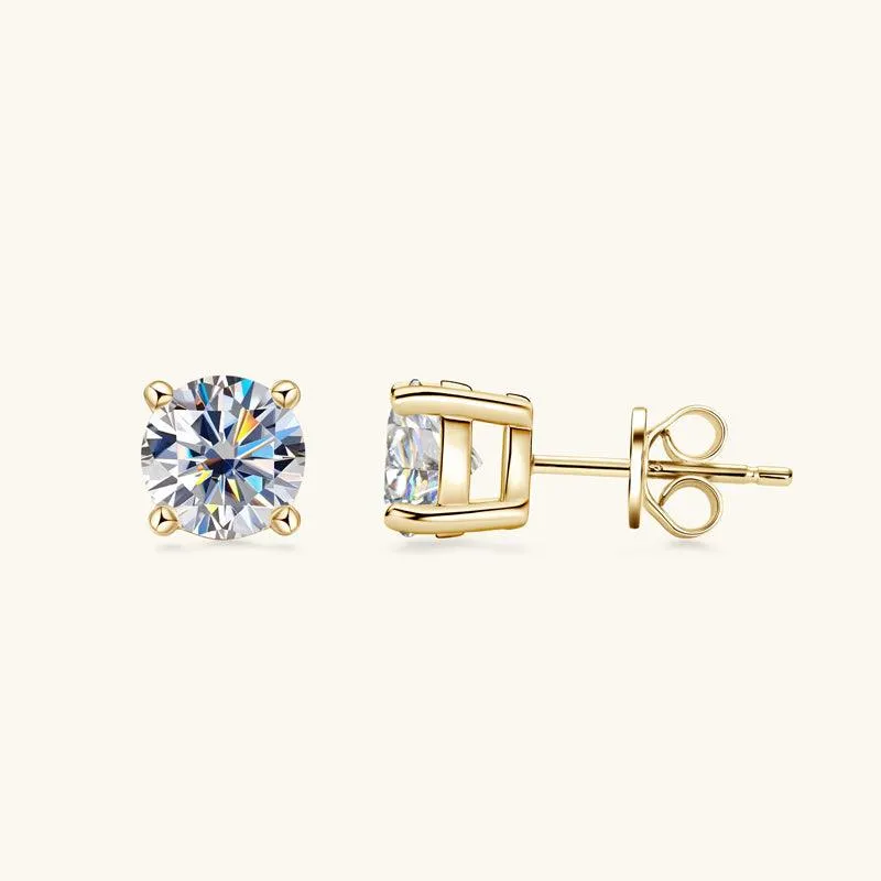 Classic Four Prong Moissanite Stud Earrings