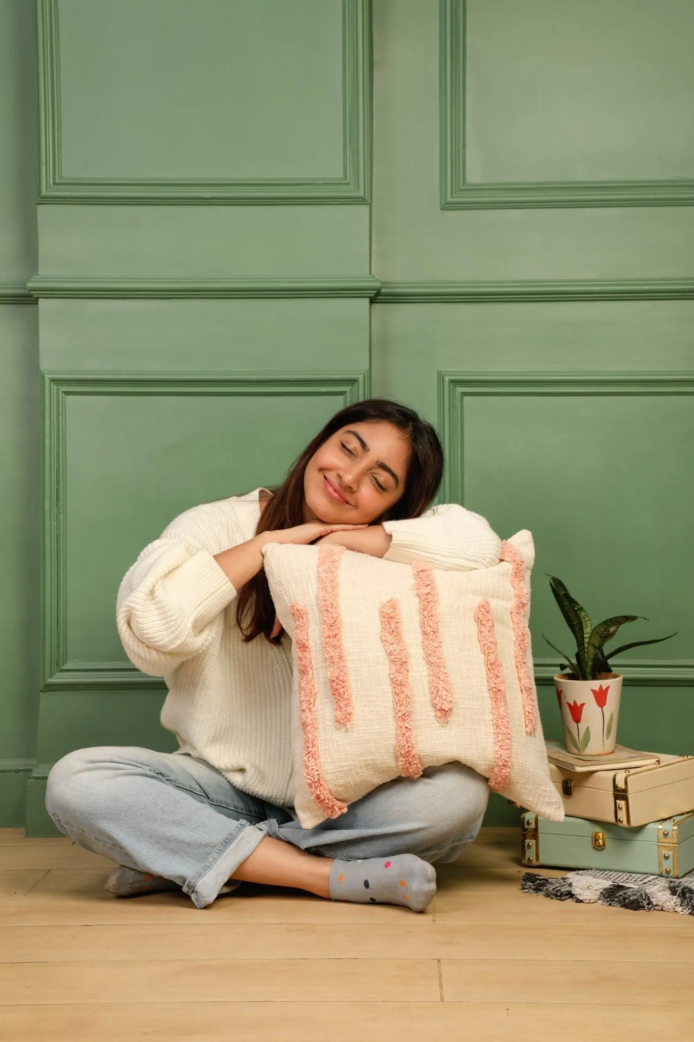 Fuzzy Peach Cushion Cover -  Handmade