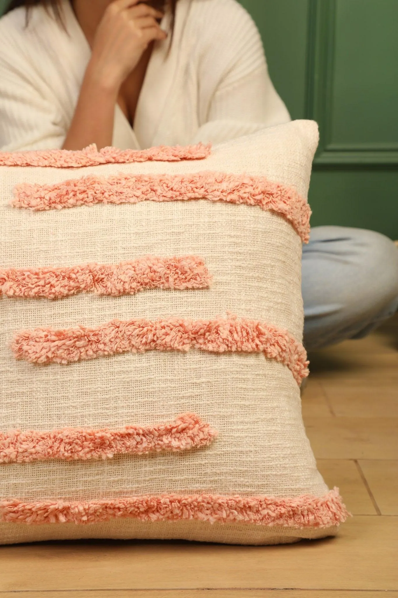 Fuzzy Peach Cushion Cover -  Handmade