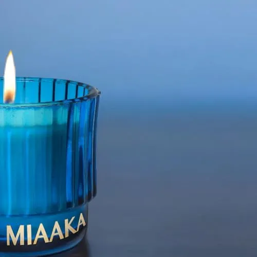 MIAAKA Graceful Twist Fluted Glass Jar Hand Poured Scented Candle Warm Woodsy Blend Fragrance