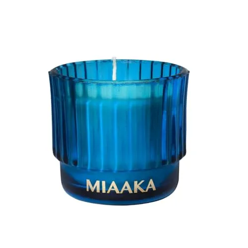 MIAAKA Graceful Twist Fluted Glass Jar Hand Poured Scented Candle Warm Woodsy Blend Fragrance