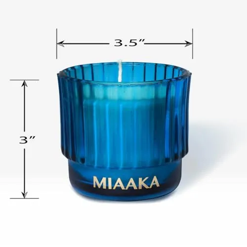 MIAAKA Graceful Twist Fluted Glass Jar Hand Poured Scented Candle Warm Woodsy Blend Fragrance