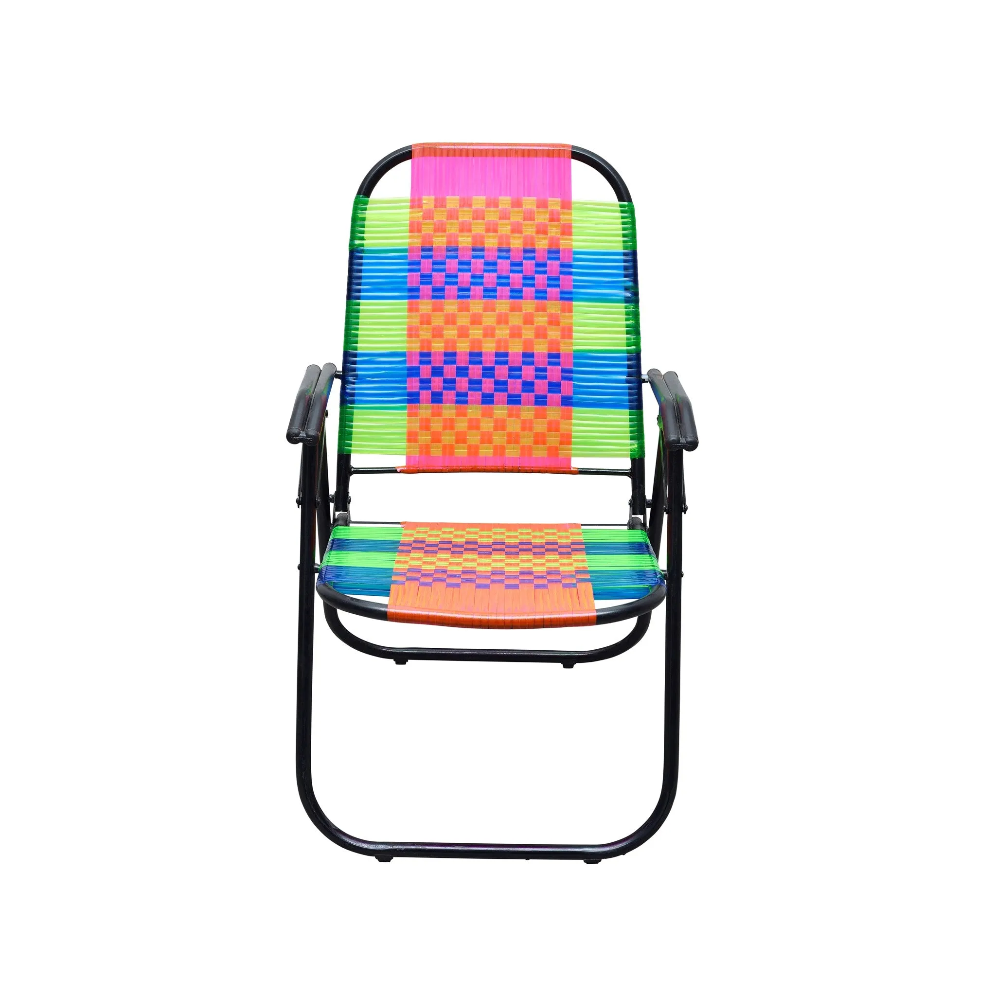 Psychedelic Metal & Plastic Cane Foldable Relaxing Chair