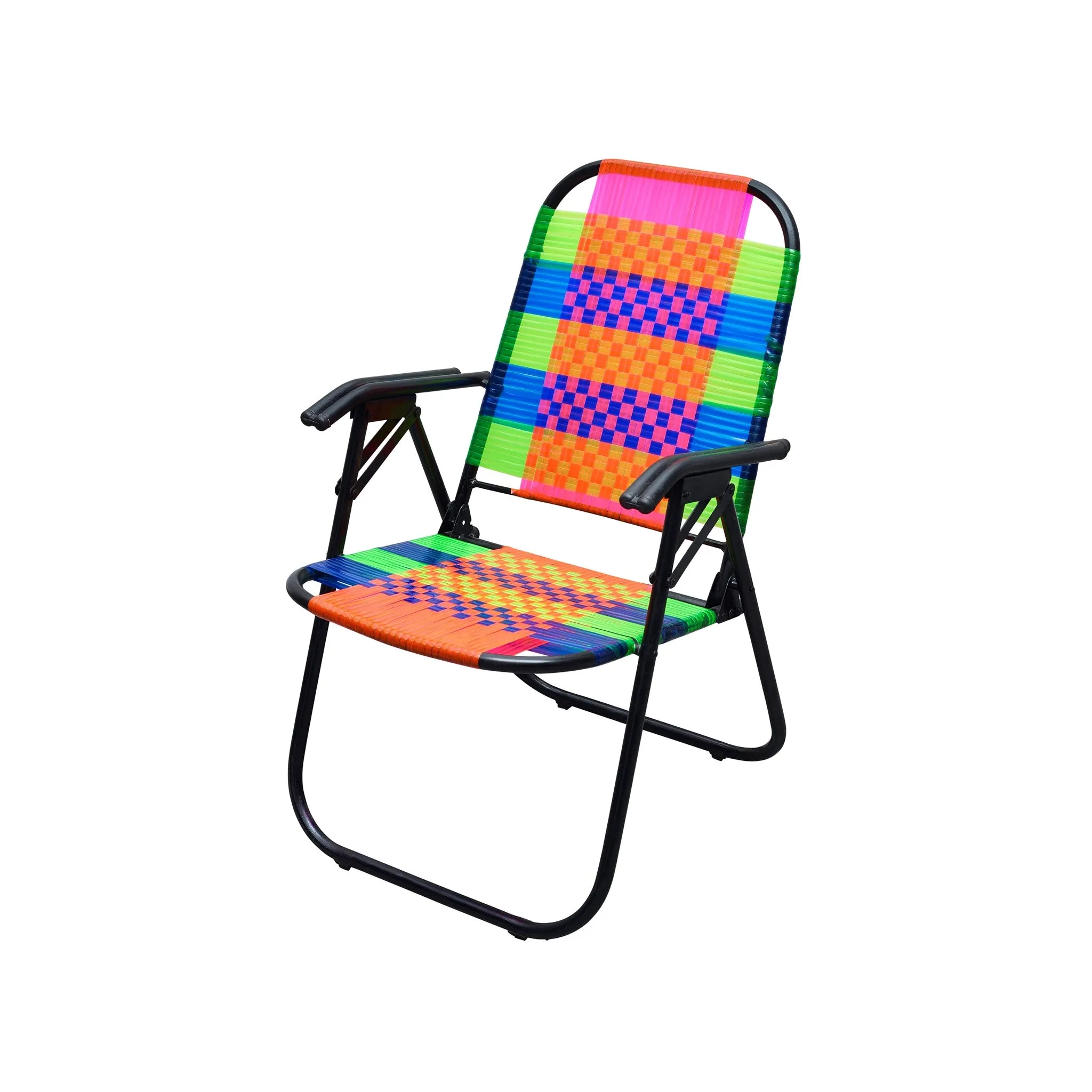 Psychedelic Metal & Plastic Cane Foldable Relaxing Chair