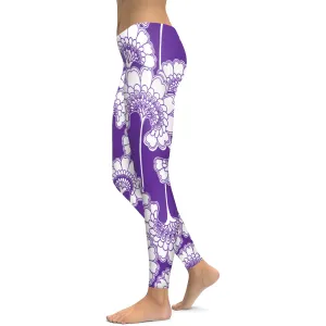 Purple Japanese Floral Leggings