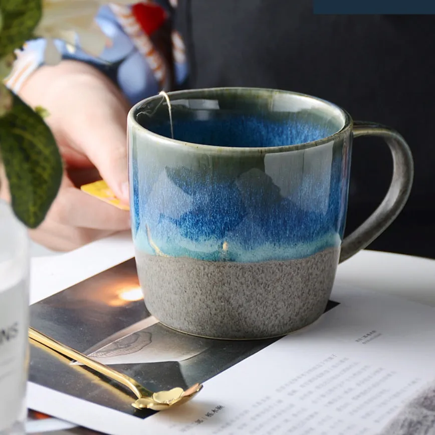 Retro Japanese Blue and Grey Coffee Mug