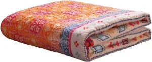 Reversible Cotton Multicolored Boho Throw Blanket Washable & Dryable Stripe Quilted 50"x60