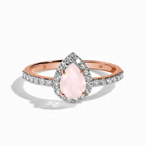 Rose Quartz Lab Diamond Ring - Tear of Joy