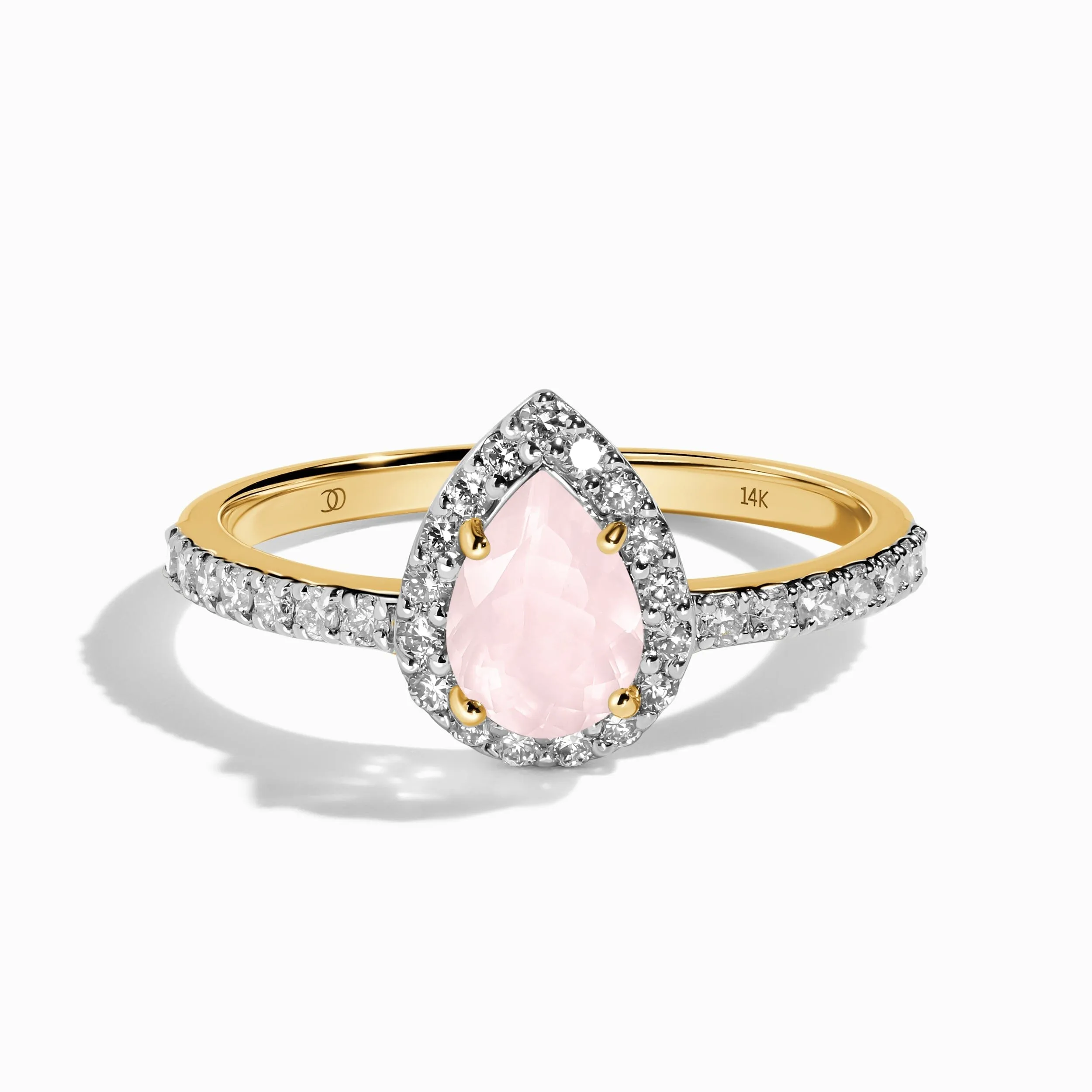 Rose Quartz Lab Diamond Ring - Tear of Joy