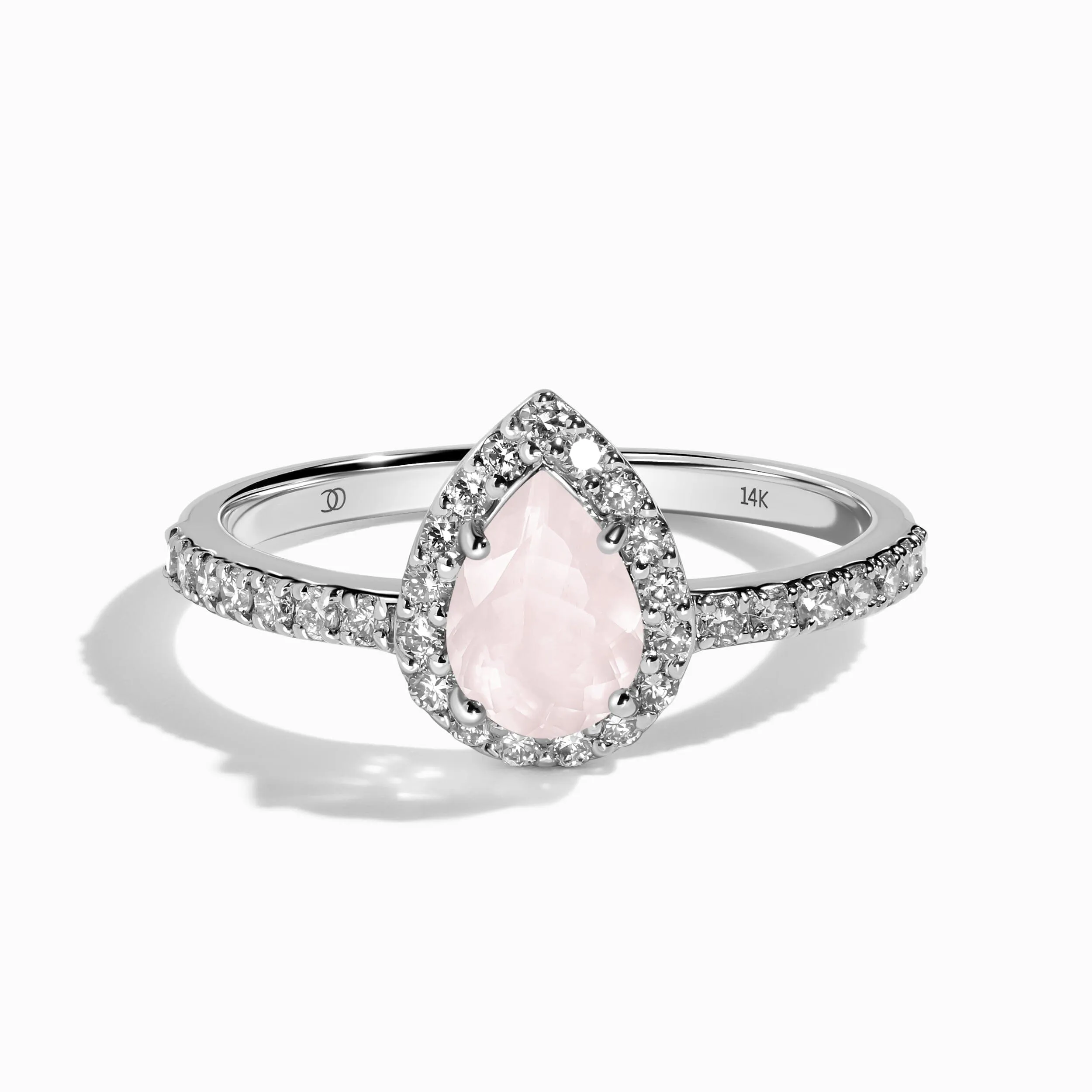 Rose Quartz Lab Diamond Ring - Tear of Joy