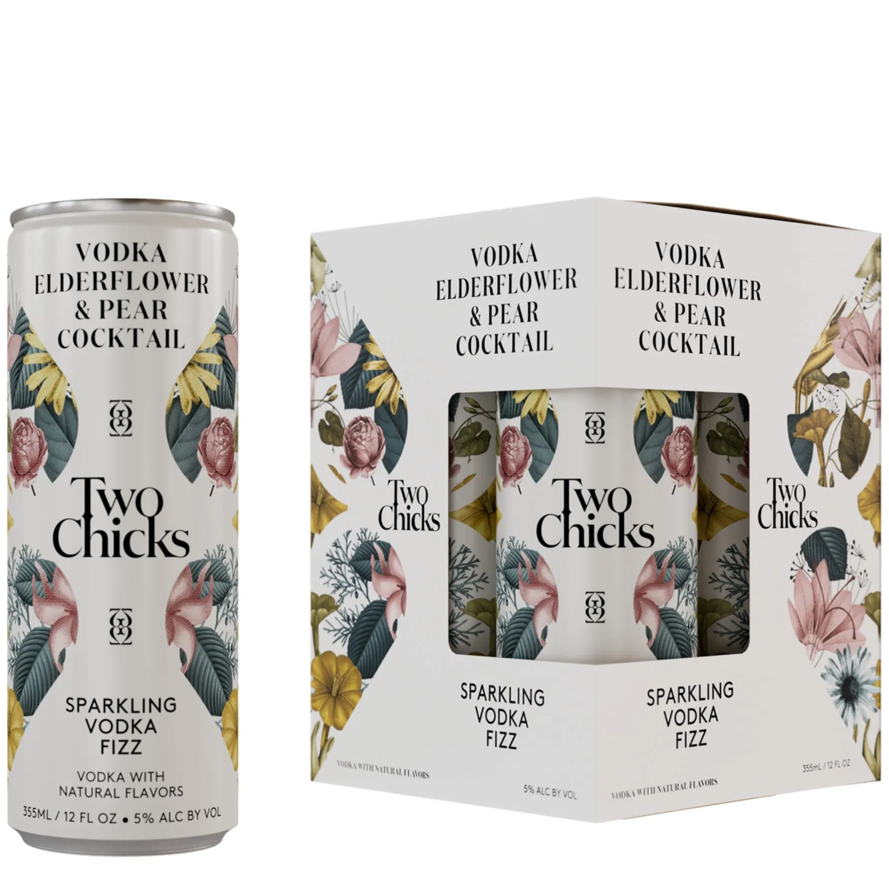 Two Chicks Elderflower & Pear Sparkling Vodka Fizz Cocktail 4Pk 12oz