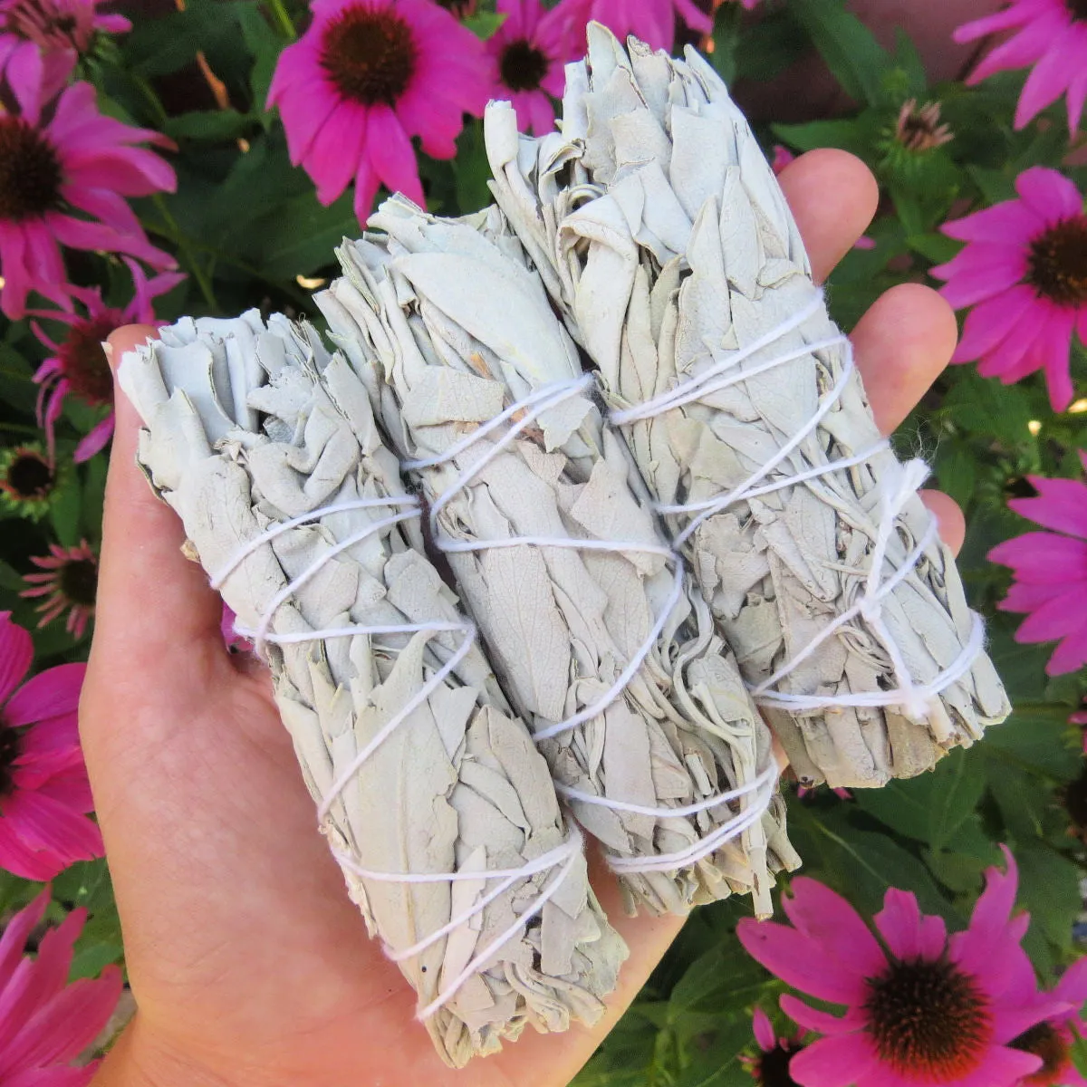 White Sage Smudge Stick 4" | Energy Cleansing Sage Bundle Natural Incense